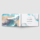 Splashing Blue Waves Coastal Wedding Gästebuch (Voll)