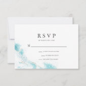 Splashing Blue Waves Coastal Wedding RSVP Card Karte (Vorderseite)