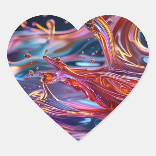 Splashing Color Liquids Herz-Aufkleber (Vorderseite)