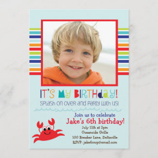 Splashing Crab Sommer Geburtstagsparty Einladung