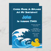 Splashing Duck 2. Geburtstag Party Einladung (Vorne/Hinten)