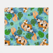 Splashing Koi Fisch und Lily Pads Custom Fleecedecke (Vorderseite (Horizontal))