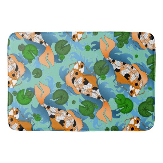 Splashing Koi Fisch und Teich Lily Custom Badematte (Vorderseite)