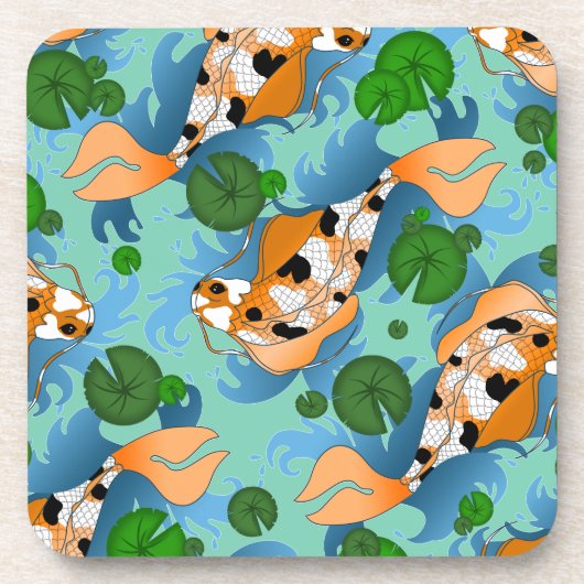 Splashing Koi Fish and Pond Lilies Custom Getränkeuntersetzer (Vorderseite)