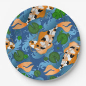 Splashing Koi Fish and Pond Lilies Custom Pappteller (Vorderseite)