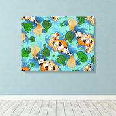 Splashing Koi Fish and Pond Lilies Leinwanddruck (Insitu (Holzboden))