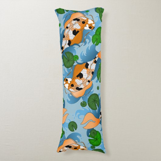 Splashing Koi Fish and Pond Lily Custom Seitenschläferkissen (Vorderseite Vertikal)