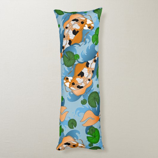 Splashing Koi Fish and Pond Lily Custom Seitenschläferkissen (Rückseite (Vertikal))