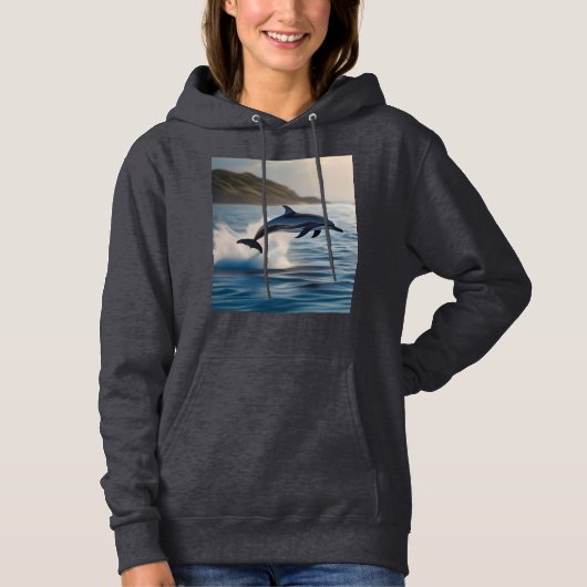 Splashing Leaping Dolphin: A Dance of Joy in Ocean Hoodie (Vorderseite)