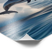 Splashing Leaping Dolphin: Ein Tanz der Freude im Fotodruck (Ecke)