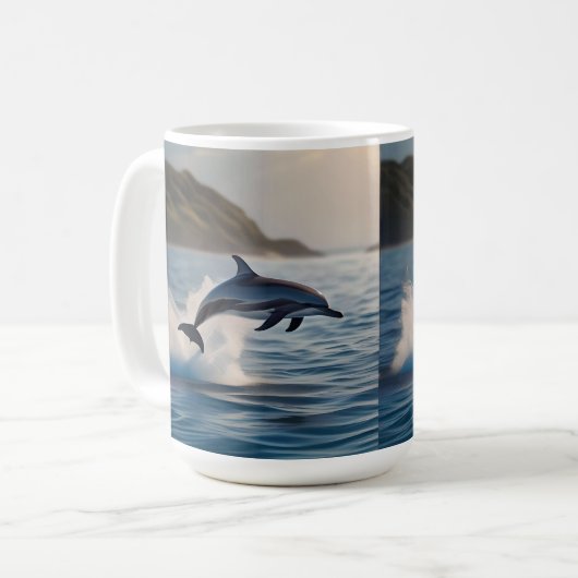 Splashing Leaping Dolphin: Ein Tanz der Freude im  Kaffeetasse (Vorderseite Links)
