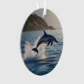 Splashing Leaping Dolphin: Ein Tanz der Freude im Ornament (Vorderseite)