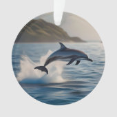 Splashing Leaping Dolphin: Ein Tanz der Freude im Ornament (Vorderseite)