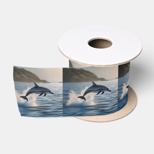 Splashing Leaping Dolphin: Ein Tanz der Freude im Satinband (Spule)