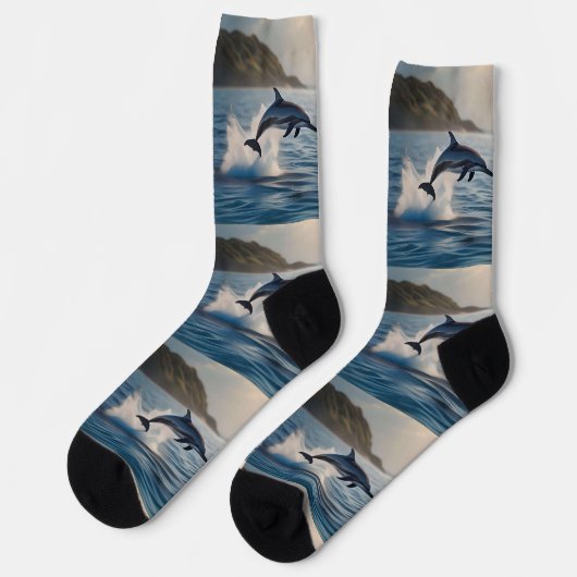 Splashing Leaping Dolphin: Ein Tanz der Freude im  Socken (Linkes Detail)