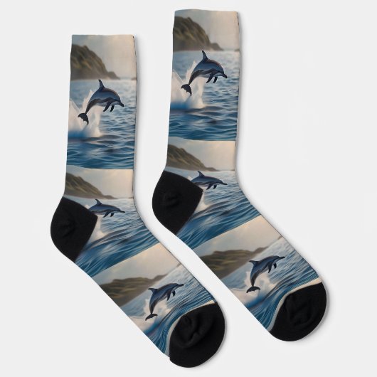 Splashing Leaping Dolphin: Ein Tanz der Freude im  Socken (Rechts)