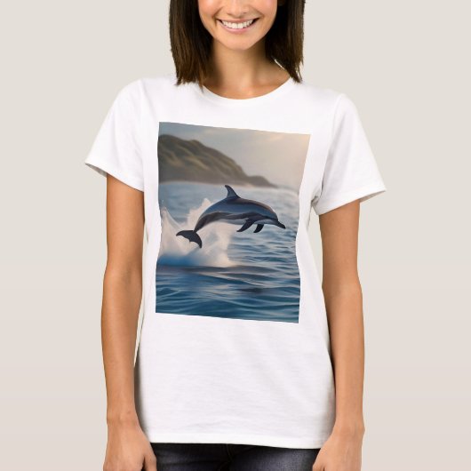 Splashing Leaping Dolphin: Ein Tanz der Freude im  T-Shirt (Vorderseite)
