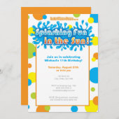 Splashing Spaß in der Sonne Einladung (Vorne/Hinten)