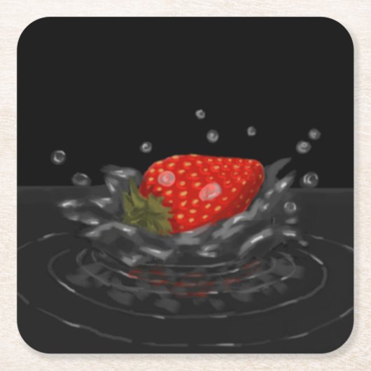 Splashing strawberry rechteckiger pappuntersetzer (Vorderseite)