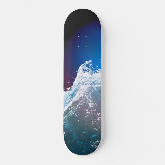 Splashing Wave Dark Blue Deep Red Skateboard (Vorderseite)