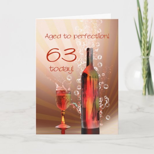Splashing wine 63rd birthday card karte (Vorderseite)