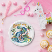 Splashville Water Slide Boy Birthday Party Pappteller (Party)