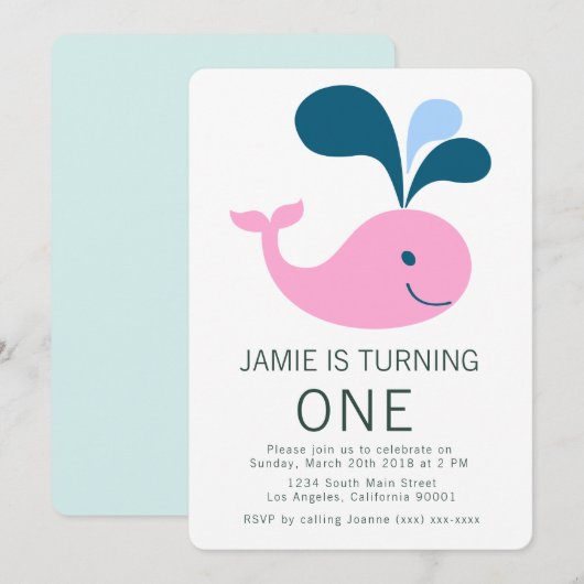 Splashwal zum Geburtstag Einladung (Vorne/Hinten)