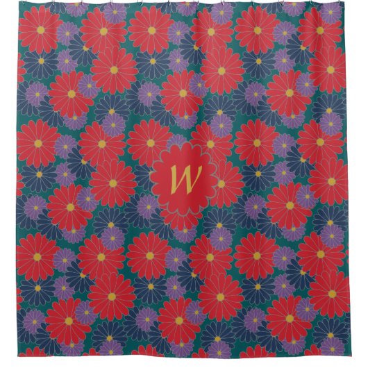 Splashy Fall Floral Duschvorhang (Vorderseite)
