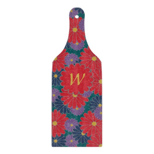 Splashy Fall Floral Glass Cutting Board Schneidebrett (Vorderseite)