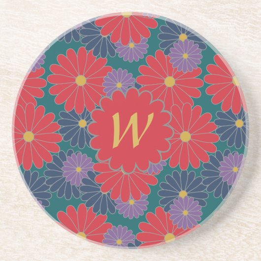 Splashy Fall Floral Sandstone Untersetzer (Vorne)