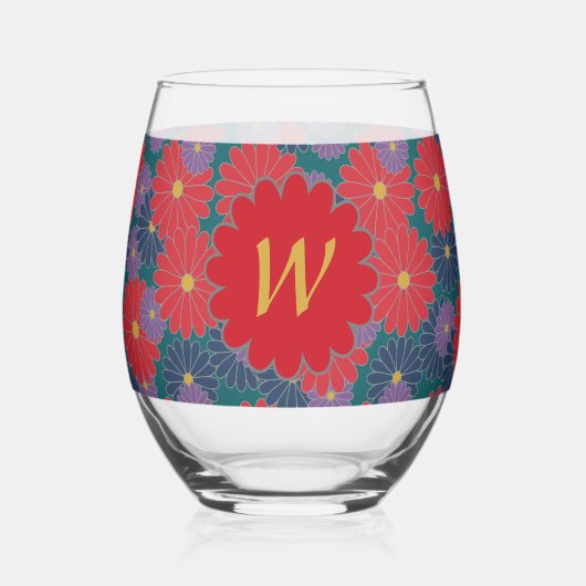 Splashy Fall Floral Weinglas Ohne Stiel (Vorderseite)