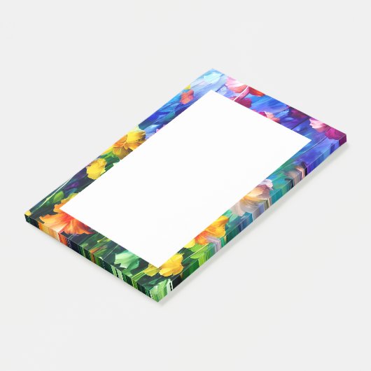 Splashy farbenfrohe Wasserfarbe Blumenthema Post-it Klebezettel (angewinkelt)