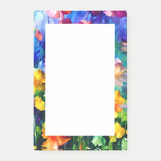 Splashy farbenfrohe Wasserfarbe Blumenthema Post-it Klebezettel (Vorderseite)