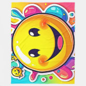 Splashy Happy Emoji Fun Fleecedecke (Vorderseite)