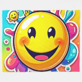 Splashy Happy Emoji Fun Fleecedecke (Vorderseite (Horizontal))