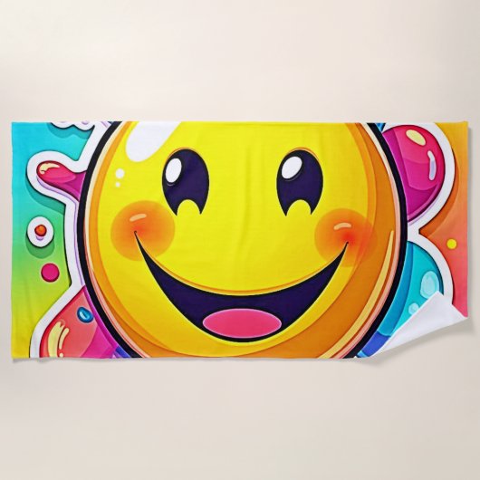 Splashy Happy Emoji Fun Strandtuch (Vorderseite)