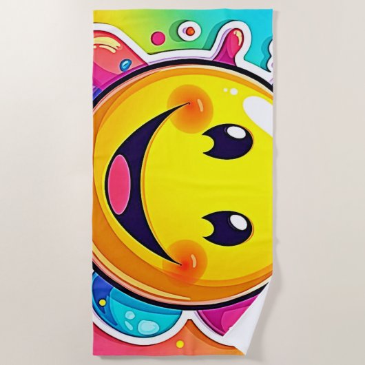 Splashy Happy Emoji Fun Strandtuch (Vorderseite)