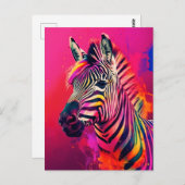 Splashy Rainbow Zebra Postcard Postkarte (Vorne/Hinten)