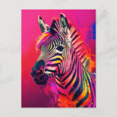 Splashy Rainbow Zebra Postcard Postkarte (Vorderseite)