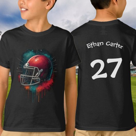 Splashy Red and Green American Football Helmet T-Shirt