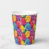 Splashy watercolor roses pattern, floral pattern pappbecher (Rückseite)