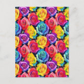 Splashy watercolor roses pattern postkarte (Vorderseite)
