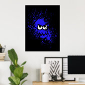 Splatoon Black Tintenfisch mit Blank Eyes on Blue Poster (Heimbüro)