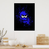 Splatoon Black Tintenfisch mit Blank Eyes on Blue  Poster (Küche)