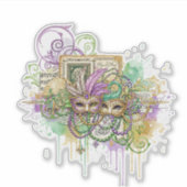 Splatter Mardi Gras collage Aufkleber (Vorderseite)