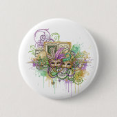 Splatter Mardi Gras collage Button (Vorderseite)