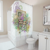 Splatter Mardi Gras collage Duschvorhang (Beispiel)