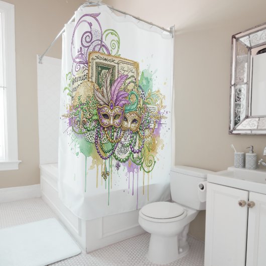 Splatter Mardi Gras collage Duschvorhang (Beispiel)
