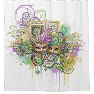Splatter Mardi Gras Collage Duschvorhang