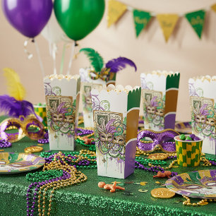 Splatter Mardi Gras Collage Geschenkschachtel